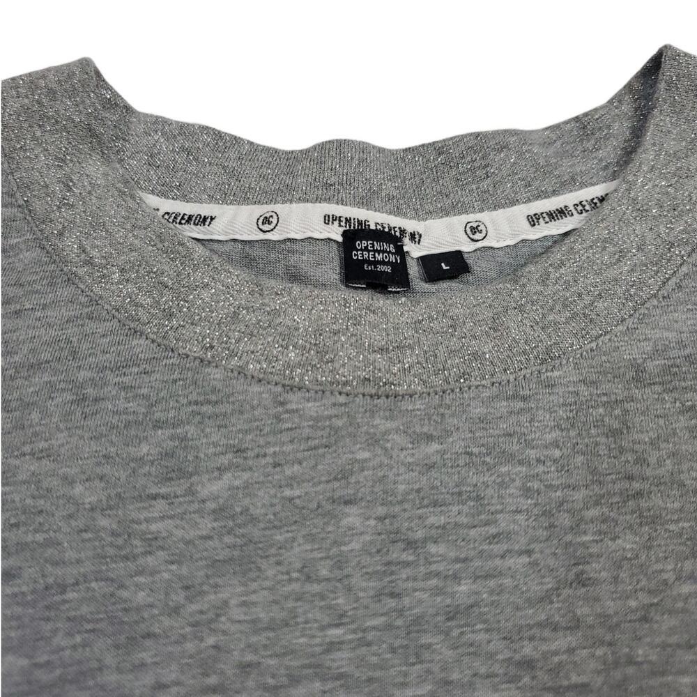 Opening Ceremony | Grey Cropped Shirt w/Gold and Silver Metallic Band | Sz Large - Picture 3 of 5